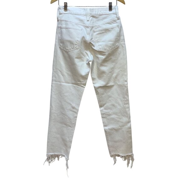 Madewell Perfect Summer Jean 26 White High Rise Straight Cropped Frayed Hem - Picture 2 of 7